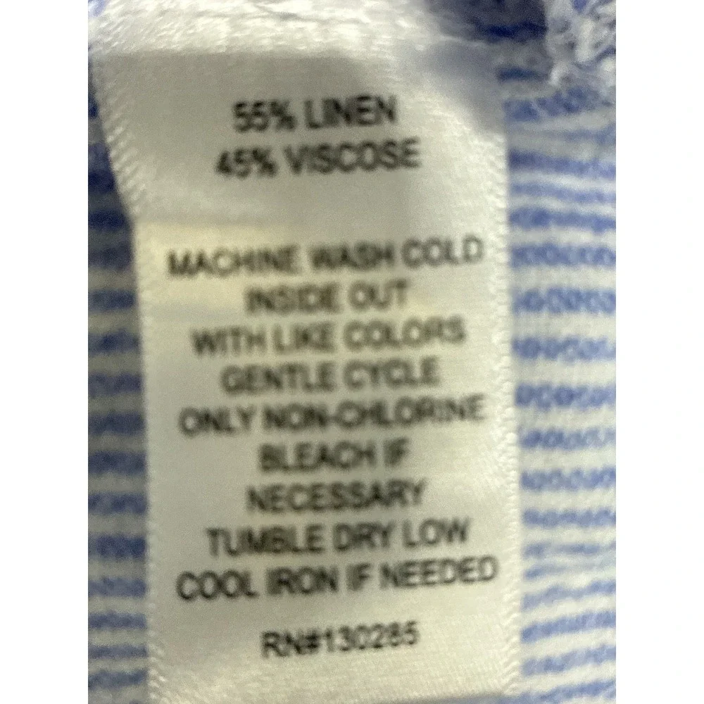 per se Shorts Mens Large Blue White Excellent Striped Linen Blend Seersucker